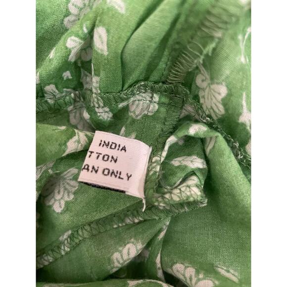 Juliet Dunn London Green White Floral Tiered Bell Sleeve Tunic Dress Sz 1 S/M - Picture 7 of 11